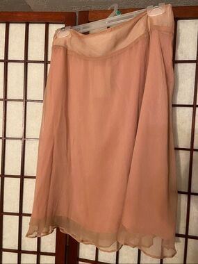 Women's Sheer Layered 100% SILK Midi Skirt in Blush Pink